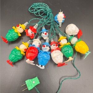 Vintage Lights Clowns Blow Mold String Christmas Holiday Set of 7 Made in Italy